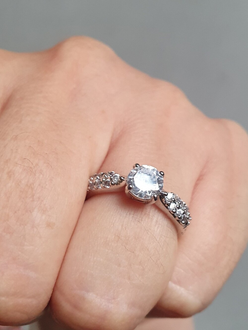 Sparkling Rhinestone Silver Plated Ring Bridal Jewelry Gift